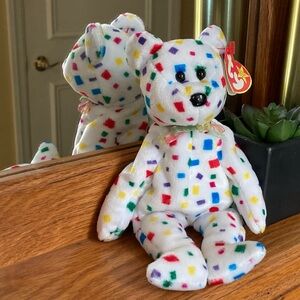 Ty Beanie Baby "Ty 2K" the Bear, Retired, Single Layer Tush Tag, Mint Hangtag
